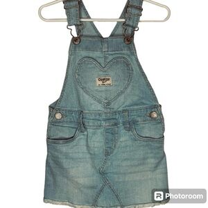 Oshkosh B’gosh Girls Jean Overall Dress 2T Heart Pocket